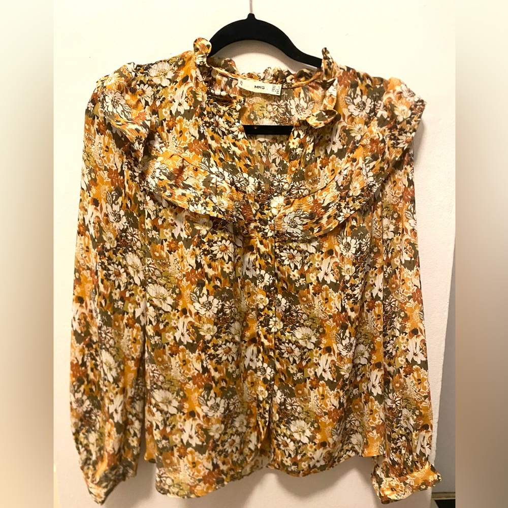 Mango floral chiffon blouse